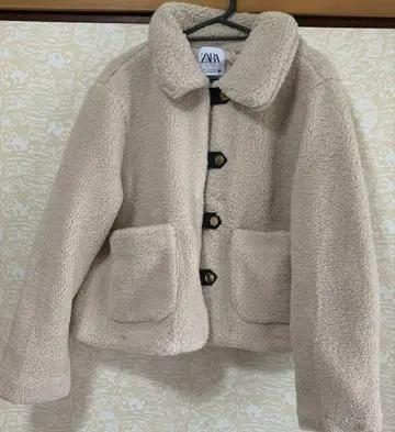 ZARA 보아 자켓 크림 페이크 베이지 토글 숏코트