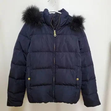 GU 퍼 달린 후드 네이비 다운 자켓