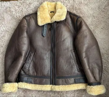 90s B-3 플라이트 자켓 무스탕 가죽 보아 자켓 브라운 L