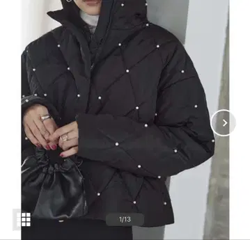 펄 장식 퀼팅 자켓