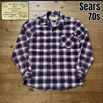 Sears 70s 빈티지 프린트 플란넬 셔츠 M 사이즈