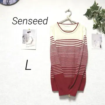10426 Senseed 목 비쥬 보더 니트 스웨터 L