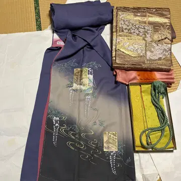 호몬기 등나무 꽃과 풍경화 실크