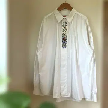 빈티지 자수 셔츠 말 개더 풍성