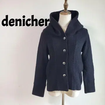 [일본제] 데니셰 denicher 니트 자켓 모헤어 혼방 후드 부착 블랙