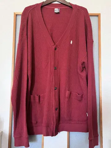CHUMS 와인 레드 와플지 가디건 XL