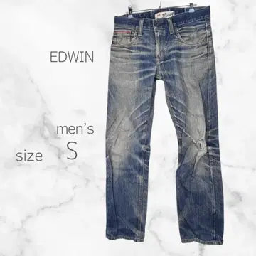 에드윈 셀비지 청바지 빈티지 가공 스트레이트 (S) 일본제