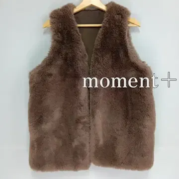 moment+ V넥 롱 인조 모피 베스트 여성용 70