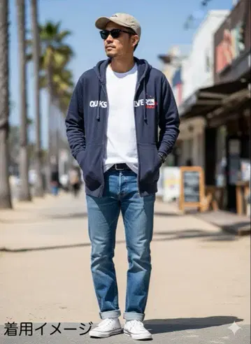 QUIKSILVER 네이비 풀 집업 후드티