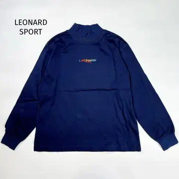 LEONARD SPORT 하이넥 긴팔 티셔츠 자수 L 골프 네이비