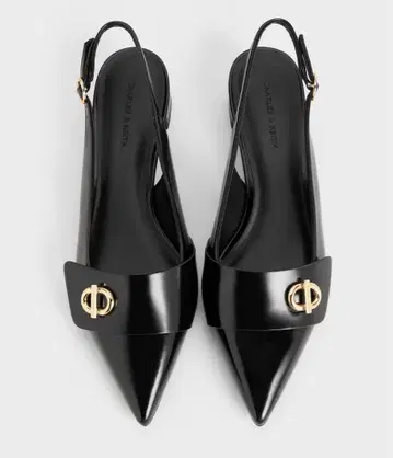 메탈릭 악센트 스틸레토 슬링백 펌프스