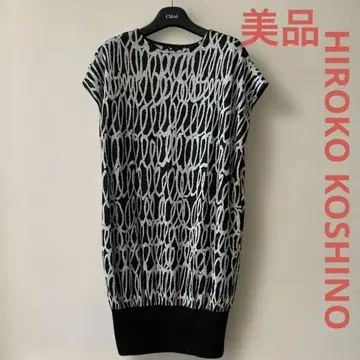 HIROKOKOSHINO 니트 프린트 튜닉 원피스