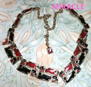 MIRACLE 미라클 레드 & 블랙 에나멜 빈티지 목걸이