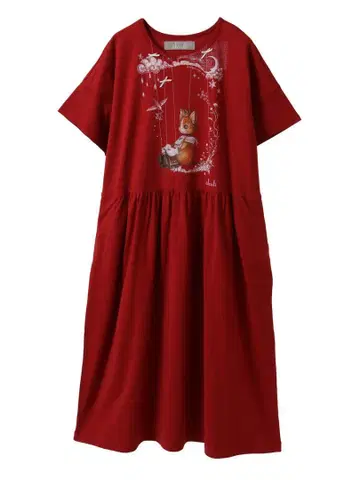 alcali 마리오네트 프린트 티셔츠 원피스 핑크하우스