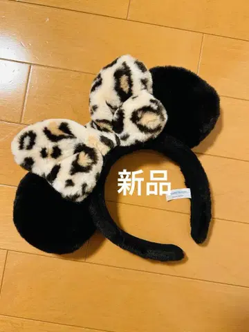 디즈니 미니 레오파드 무늬 리본 머리띠