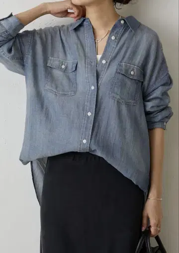 BEARDSLEY 쉬폰 데님 셔츠