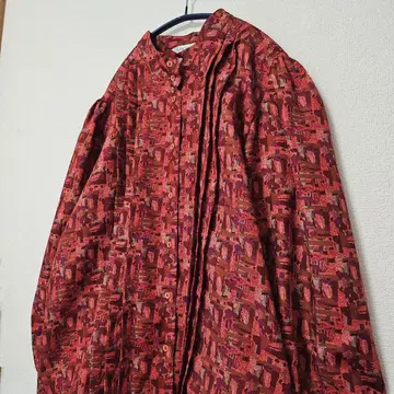 디자인 셔츠 빈티지 레트로 노카라 올 패턴 구제 의류 70's80's