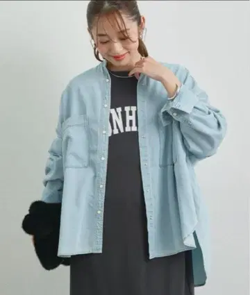 데님 빅 셔츠 색스 블루 택 포함