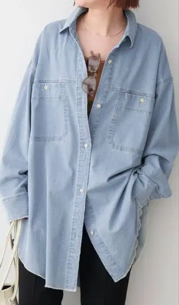 Spick & Span 블리치 데님 루즈 셔츠