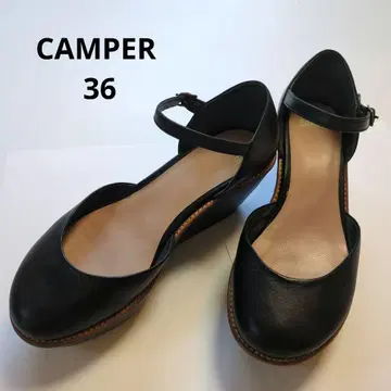 캠퍼 CAMPER 웨지솔 앵클 스트랩 펌프스 블랙 23