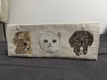 개와 고양이 자수 티슈 BOX