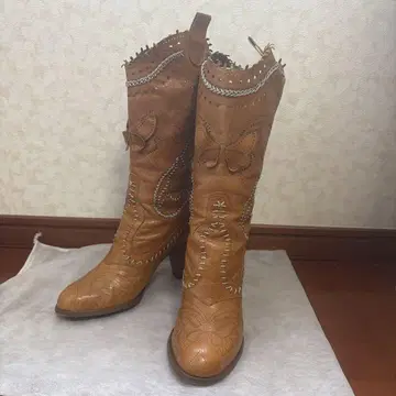 브라운 가죽 웨스턴 부츠