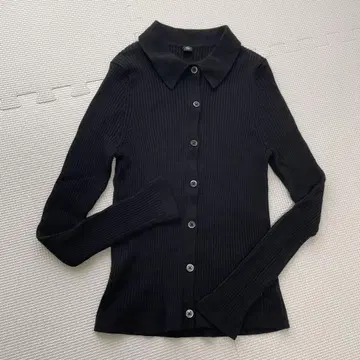 미사용 UNIQLO 엑스트라 파인 메리노 리브 폴로 가디건 M 블랙