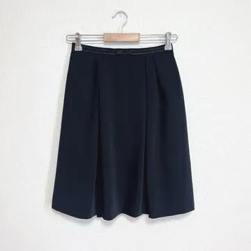컬 파 크레인 블랙 플레어 스커트 무릎 기장 포멀 출퇴근 블랙 M