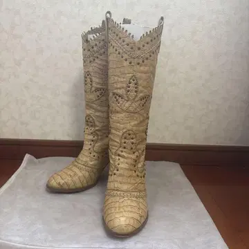니콜 베이지 자수 웨스턴 부츠 L 24