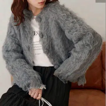DISCOAT 디스코트 전후 2WAY 샤기 가디건 그레이 프리