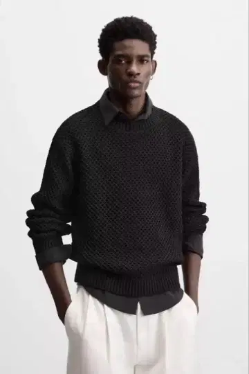 택 포함 새상품 ZARA 텍스처 오픈 니트 스웨터 L