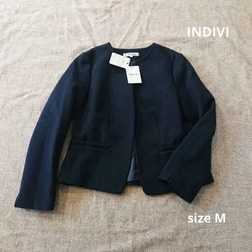 새상품 인디비 노카라 자켓 네이비 M 라메 포멀 업무용