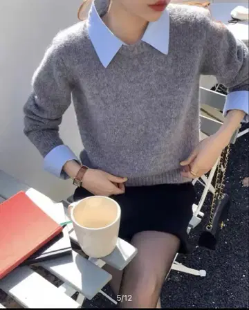 한국 셔츠 레이어드 니트
