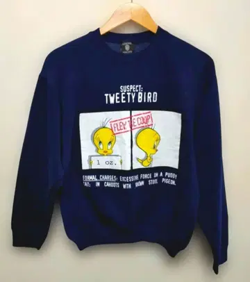 미국 빈티지 의류 워너 브라더스 트위티 버드 네이비 맨투맨 S