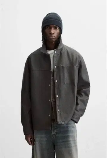 ZARA 워시드 인조 가죽 셔츠 자켓 가죽 자켓 S
