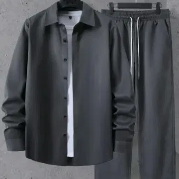 셔츠 수트 상하의 세트 XXL 그레이 셋업