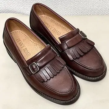 컨디션 최상 페니 로드 하루타 퀼트 로퍼 25 브라운 가죽 신발