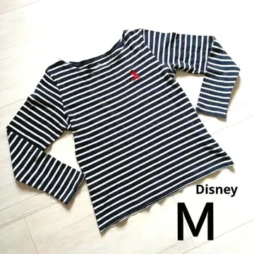 M 미키 자수 긴팔 상의 DISNEY 네이비 보더