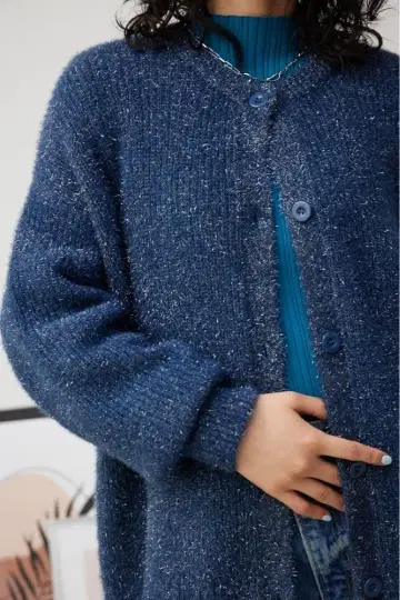 AZUL by MOUSSY 네이비 라메 가디건 M 사이즈