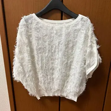 아나이 화이트 프린지 디자인 상의 사이즈 38