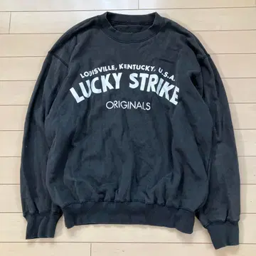 10.22 럭키 스트라이크 트레이닝복 맨투맨 블랙 빈티지