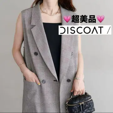 새상품급 [DISCOAT 디스코트] 체크 테일러드 베스트 그레이