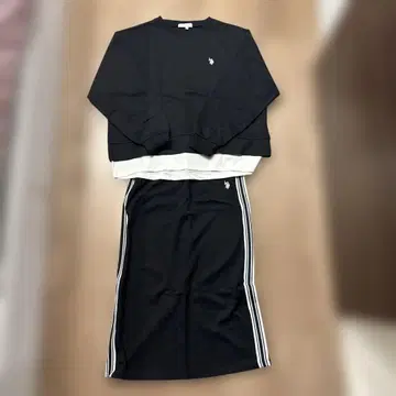 u.s.polo assn 블랙 맨투맨 셋업 스커트