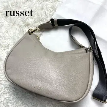 [ 컨디션 최상 ] russet 숄더백 하프문 주름 가죽 그레이지