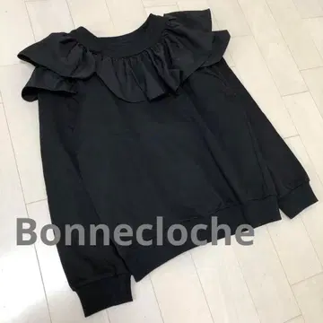 [새상품급] Bonnecloche 프릴 트레이닝복 맨투맨 블랙 심플