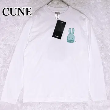 택 포함 CUNE 큔 롱T 블랙 티셔츠 S 백 프린트