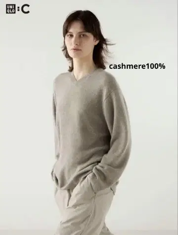 UNIQLO C 캐시미어 릴랙스 V넥 스웨터/M/beige