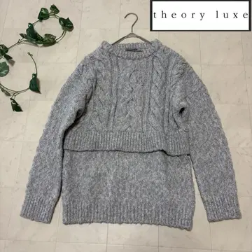 띠어리 럭스 케이블 니트 절개 알파카 혼방