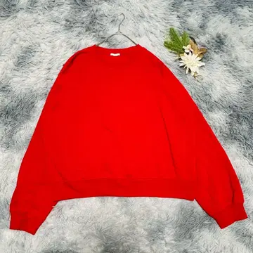 GU 지유 (XXL) 맨투맨 풀오버 속기모 긴팔 무지 빨간색