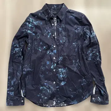 Paul Smith PS 꽃무늬 셔츠 L 사이즈 네이비 면 100%